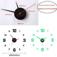 3D Luminous Wall Clock Frameless Acrylic DIY Digital Clock Wall Stickers Mute Clock for Living Room Bedroom Office Wall Decor